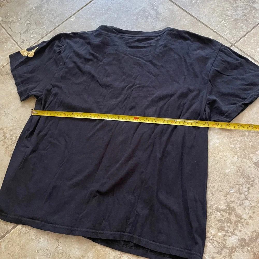 True Religion‎ Mens Large Black T-Shirt Gold Horseshoe Logo Short Sleeve Tee